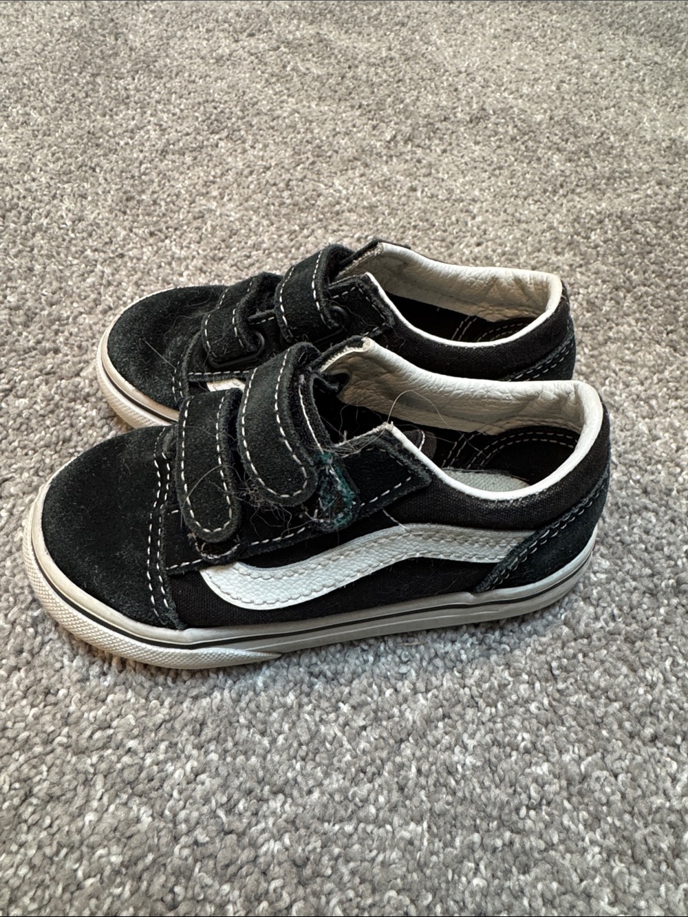 Vans Kids Black and White Velcro Skate Sneakers